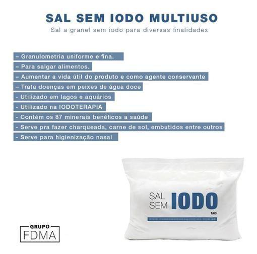 Imagem de Sal Moído Fino Sem Iodo 3 pacotes 1kg - IODOTERAPIA