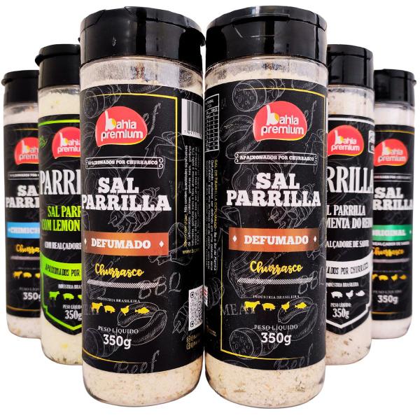 Imagem de Sal Parrilla Kit 6 unidades 5 Sabores Chimichurri Defumado Original Lemon Pepper Pimenta do Reino 350g Bahia Premium