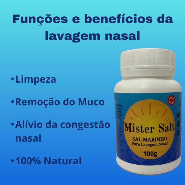 Imagem de Sal Puro Natural Lavagem Nasal Mister Salt 100G Kit 2 Un