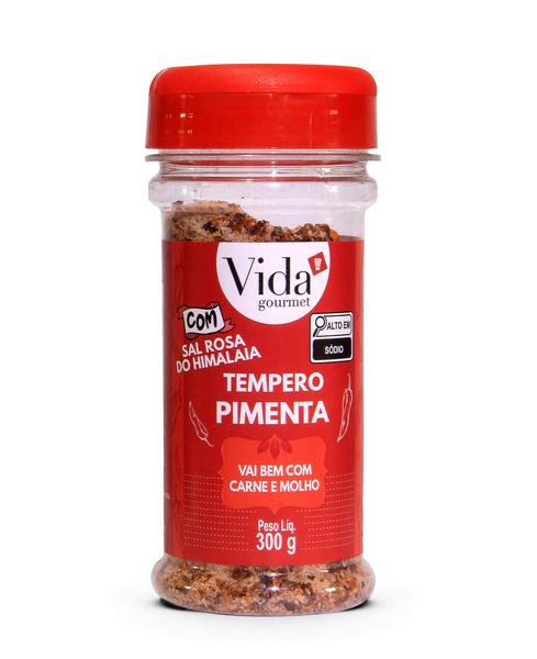 Imagem de Sal Rosa com Tempero Pimenta - Vida Gourmet - Saleiro - 300g