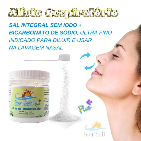 Imagem de Sal Sem Iodo Lavagem Nasal Com Bicarbonato 500g + Dosador