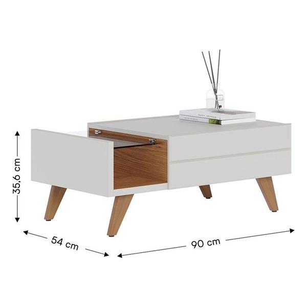 Imagem de Sala de Estar Noronha Aparador e Mesa de Centro Off White Matte/Freijó - Colibri