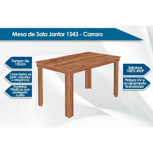 Imagem de Sala de Jantar Completa 1543 c/ Tampo Madeirado 136x80cm e 6 Cadeiras 1700 Prata - Assento Courano Cacau - Carraro