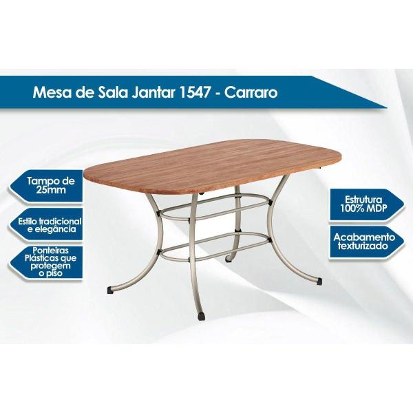 Imagem de Sala de Jantar Completa 1547 Aço c/ Tampo Madeirado 160x90cm e 6 Cadeiras 1736 Freijo/Rose/Cobre/Linho Areia - Carraro