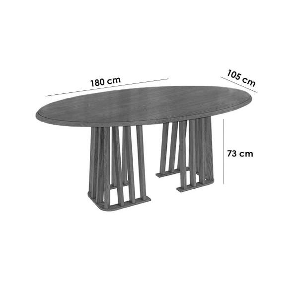 Imagem de Sala de Jantar Completa Alteia Tampo Madeirado c/ Vidro 105x180cm e 6 Cadeiras 2CAD153 Nogueira/Vidro Nogueira - Eucalipto/Linho Cinza - Kappesberg