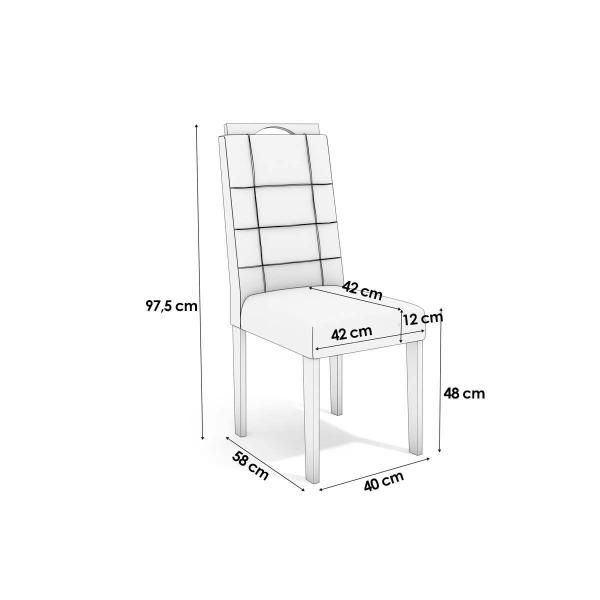 Imagem de Sala de Jantar Completa Graviola Tampo Madeirado c/ Vidro 80x120cm e 4 Cadeiras 2CAD150 Nogueira/Off White/Vidro Off White - Eucalipto - Kappesberg