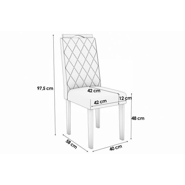 Imagem de Sala de Jantar Completa Lavanda Tampo Madeirado c/ Vidro 105x105cm e 4 Cadeiras 2CAD153 Nogueira/Off White/Vidro Off White - Eucalipto - Kappesberg