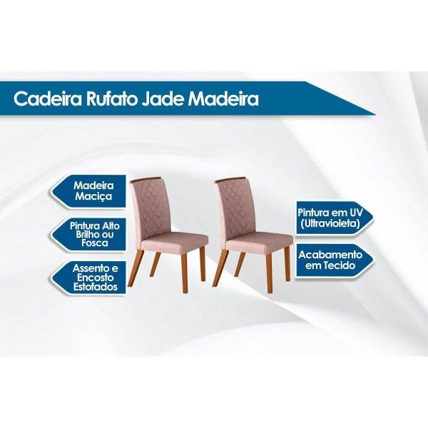 Imagem de Sala de Jantar Completa Londrina c/Tampo Madeirado Canto Reto 180x90cm e 6 cadeiras Jade Imbuia - Veludo Creme - Rufato