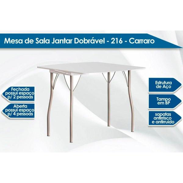 Imagem de Sala de Jantar Completa Mesa Dobrável e 4 Banquetas 105 Prata/Branco - Prata/Branco - Carraro