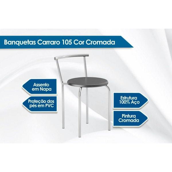 Imagem de Sala de Jantar Completa Mesa Dobrável e 4 Banquetas 105 Prata/Branco - Prata/Preto - Carraro