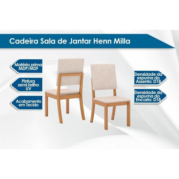 Imagem de Sala de Jantar Completa Natalí c/ Tampo Madeirado c/ Vidro Curvo 120x80cm e 4 Cadeiras Milla Nature/Veludo Light Marrom Amêndoa - Henn