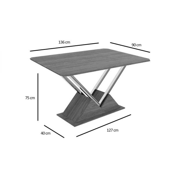 Imagem de Sala de Jantar Completa Tamisa c/ Tampo de Madeira 1,60cm + 6 Cadeiras Holanda Cromada - Preto - Kappesberg