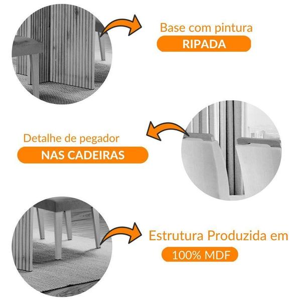 Imagem de Sala De Jantar Mesa 120cm Mdf Vidro Canto Reto 4 Cadeiras