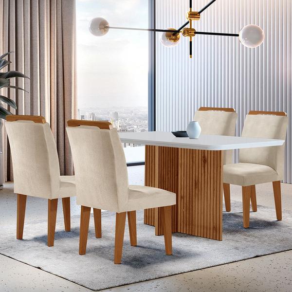 Sala de Jantar Mesa Olímpia 120CM MDF Canto Copo com 4 Cadeiras Athenas Moderna Sala de Jantar Mesa Olímpia 120CM MDF Canto Copo com 4 Cadeiras Athenas Moderna