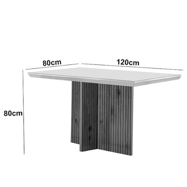 Imagem de Sala de Jantar Mesa Olimpia 120mm MDF Vidro Canto Reto com 4 Cadeiras Grecia