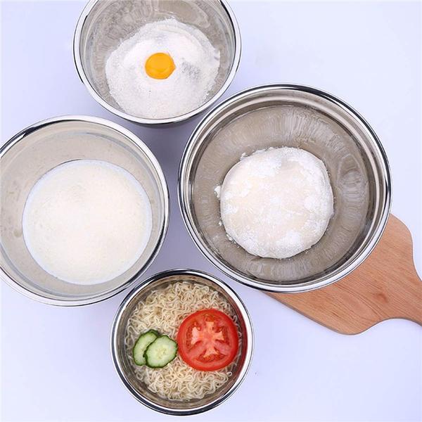 Saladeira cojunto 5 tigelas inox multiuso cozinha potes - QPORRETA Imagem de Saladeira cojunto 5 tigelas inox multiuso cozinha potes