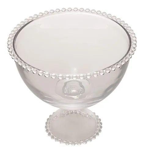 Imagem de Saladeira Com Pé Cristal Bolinhas Pearl Transp 21x19cm Wolff 28389