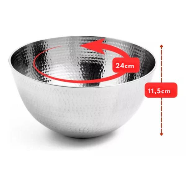 Imagem de Saladeira De Inox Martelado 24cm 3,6 Litros Tigela Bolw