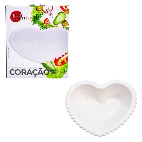 Imagem de Saladeira Tigela Coração Branco De Porcelana Para Mesa 18cm