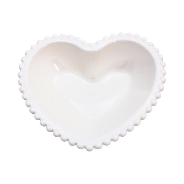 Imagem de Saladeira Tigela Formato Coração De Porcelana Branca 21cm