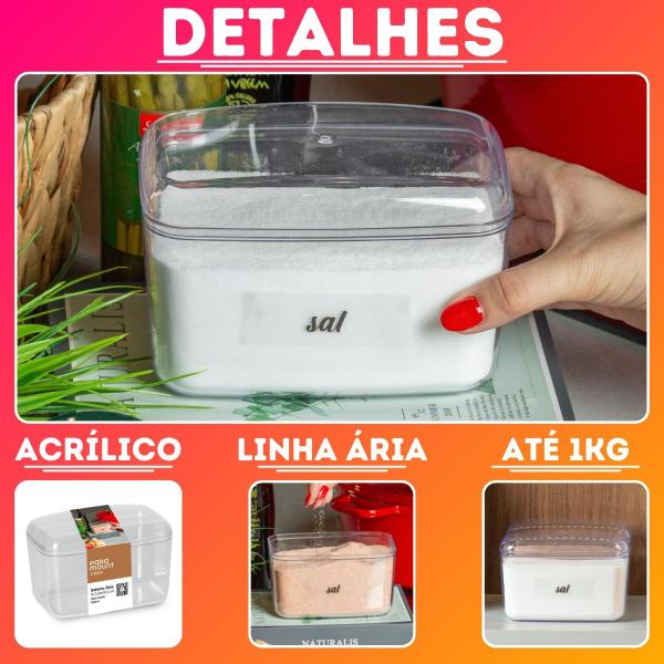 Saleiro Açucareiro de Cozinha Transparente de Acrílico Linha Ária 4386 - Paramount Imagem de Saleiro Açucareiro de Cozinha Transparente de Acrílico Linha Ária 4386 - Paramount