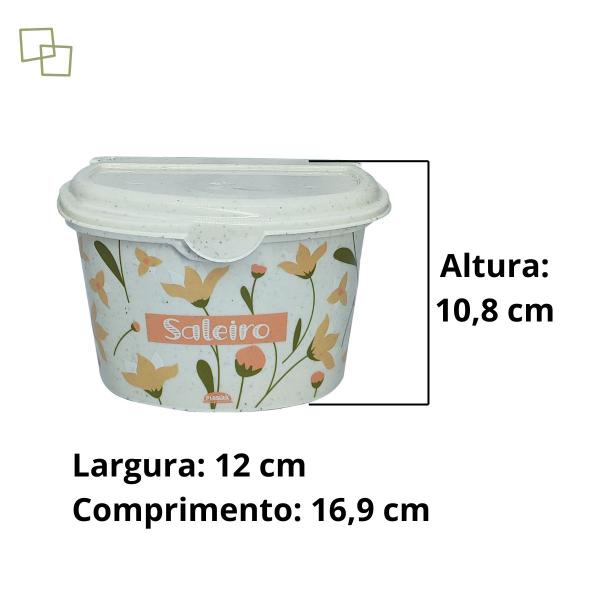 Imagem de Saleiro com Tampa Decorativo Moderno Grande 1 kg Para Cozinho Plástico Plasutil