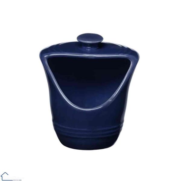 Imagem de Saleiro da Cozinha Para Mesa Stone Indonesia Gourmet Porcelana Azul Vermelho Branco Escuro Porta Sal Modelo Aberto 185ml