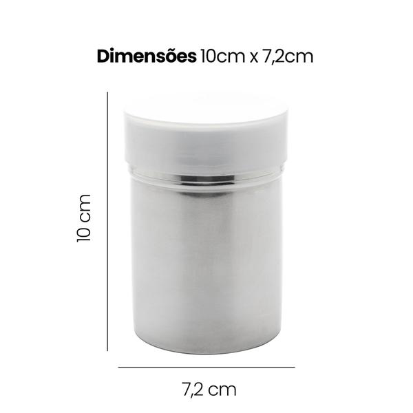 Imagem de Saleiro De Aço Inox Com Tampa 10x7,2cm Pimenteiro Porta Sal