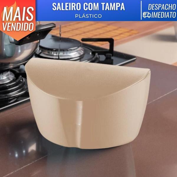 Imagem de Saleiro De Cozinha Bancada C/ Tampa Plástico UZ 500ml