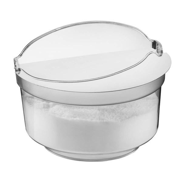 Imagem de Saleiro de Cozinha Porta Sal 1kg Plástico Transparente com Tampa Inox Grande Zanella