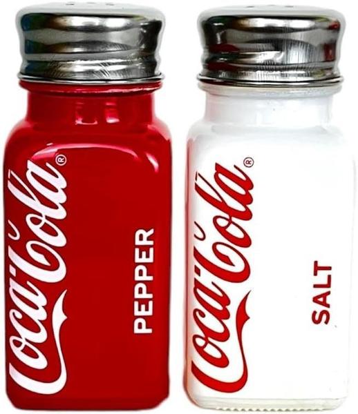 Imagem de Saleiro e Pimenteiro Coca-Cola 80ml 2 Peças - Vidro e  Aço Inox