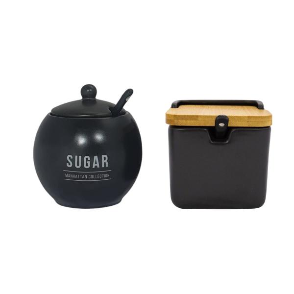 Saleiro Liso 270ml + Açucareiro Sugar 350ml Lanche da Tarde - Hauskraft Imagem de Saleiro Liso 270ml + Açucareiro Sugar 350ml Lanche da Tarde
