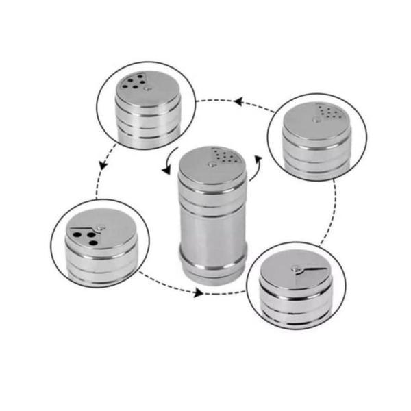 Imagem de Saleiro Porta Temperos / Condimentos Inox 3 Tipos Saída G