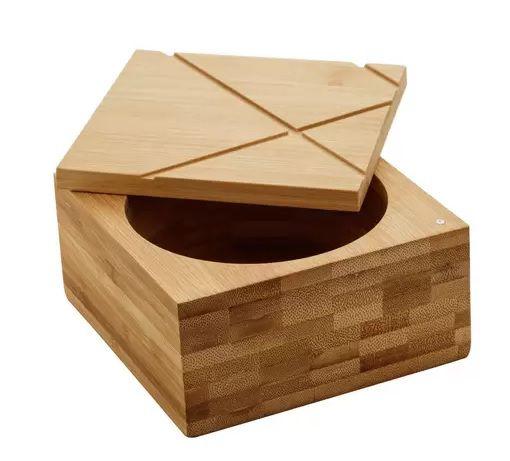 Imagem de Saleiro Quadrado Bambu C/Tampa 13Cm X 13Cm X 7Cm - LYOR