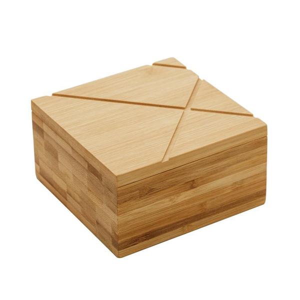 Imagem de Saleiro Quadrado Bambu C/Tampa 13Cm X 13Cm X 7Cm