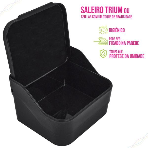 Imagem de Saleiro Trium com Tampa de Mesa Parede Porta Sal Temperos Ou