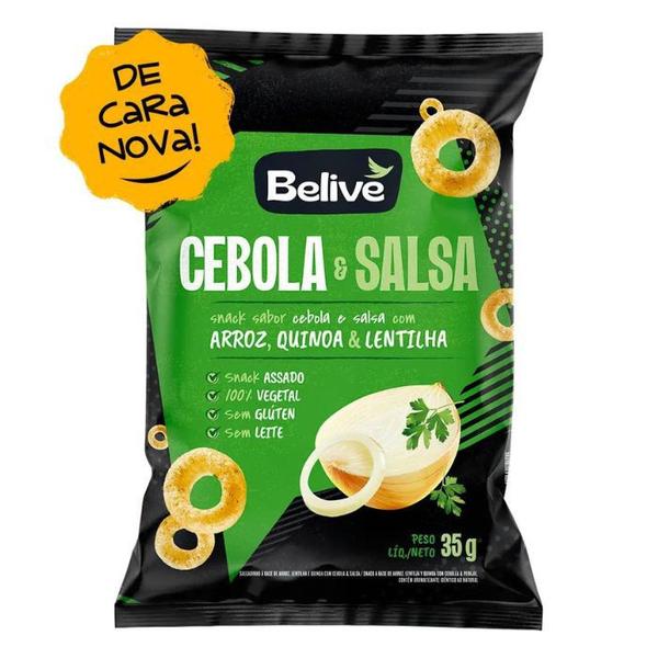 Salgadinho de Arroz, Quinoa e Lentilha Belive Zero Glúten Zero Lactose Cebola E Salsa 35g Imagem de Salgadinho de Arroz, Quinoa e Lentilha Belive Zero Glúten Zero Lactose Cebola E Salsa 35g
