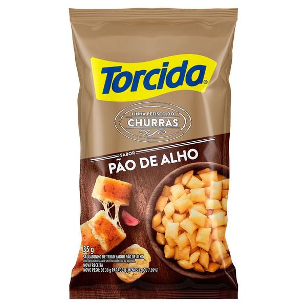 Salgadinho de Trigo Torcida Churras Sabor Pão de Alho 35g Imagem de Salgadinho de Trigo Torcida Churras Sabor Pão de Alho 35g