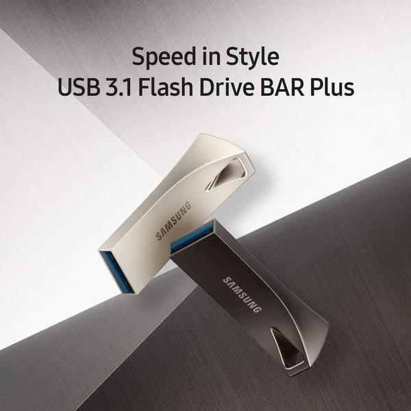 Imagem de Samsung BAR Plus 128GB - 300MB/s USB 3.1 Flash Drive Titan Gray (MUF-128BE4/AM)