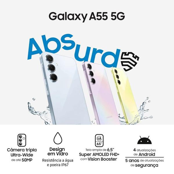 Imagem de Samsung Galaxy A55 5G 256GB/8GB RAM Tela 6.4 Azul Claro