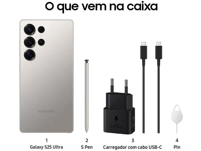 Samsung Galaxy S25 Ultra 5G 256GB Galaxy AI Titânio Cinza 6,9
