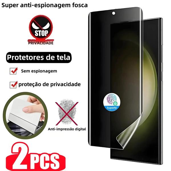 Imagem de Samsung Galaxy S9 S10 S20 S21 S22 S23 Nota 10 20 Protetor De Tela De Hidrogel Antiespião 2 Peças