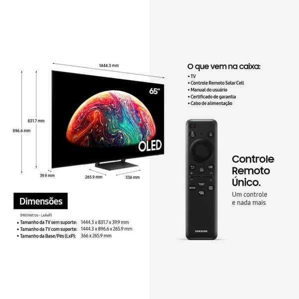 Imagem de Samsung Smart TV 65" OLED 4K 65S90C 2023, Painel de Pontos Quanticos, Painel até 144hz, Processador com IA