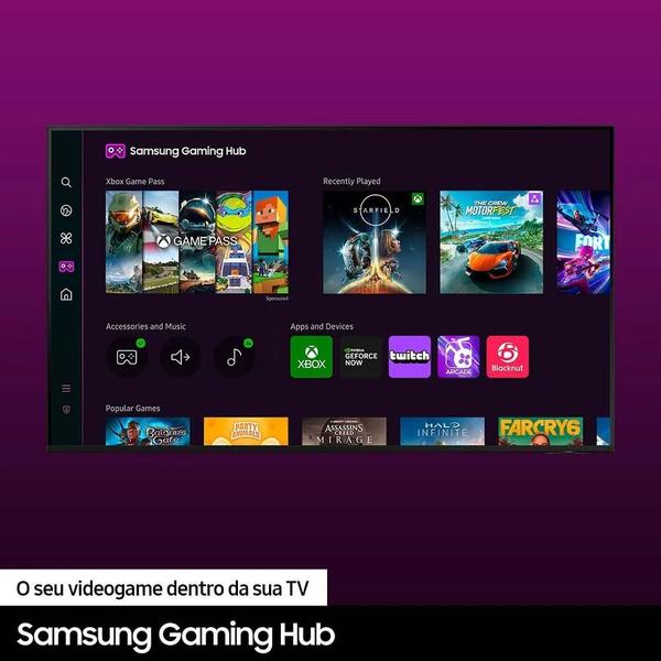 Imagem de Samsung Smart TV 65" UHD 4K 65DU7700 2024, Processador Crystal 4K, Gaming Hub, AI Energy Mode, Controle SolarCell, Alexa built in