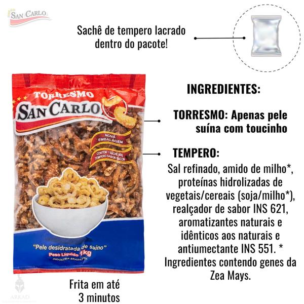 San Carlo Torresmo pré-frito 1kg Pururuca de Pele Suína 100% Natural Low Carb Imagem de San Carlo Torresmo pré-frito 1kg Pururuca de Pele Suína 100% Natural Low Carb