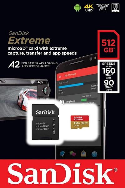 Imagem de SanDisk 512GB Extreme microSD Card 4K c/ Adapter