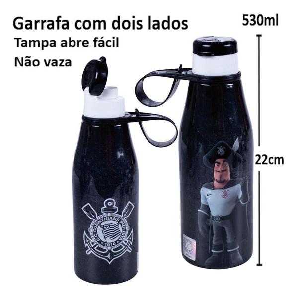 Imagem de Sanduicheira C/ Tampa Garrafas Corinthians Kit Escolar