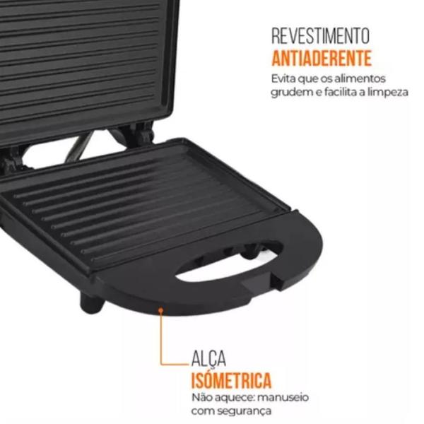 Sanduicheira Grill em Preta Elétrica 750w 220V Kian