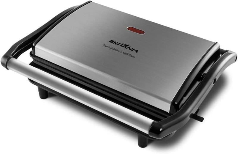 Sanduicheira / Grill Britânia Press BGR27I 2 em 1 Prata 850W - Antiaderente 127V - PHILCO Sanduicheira / Grill Britânia Press BGR27I 2 em 1 Prata 850W - Antiaderente 127V - PHILCO