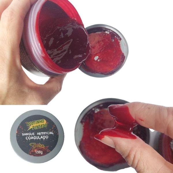 Sangue Artificial Falso Coagulado Gel Maquiagem Terror Fake - Rostinho Pintado Imagem de Sangue Artificial Falso Coagulado Gel Maquiagem Terror Fake